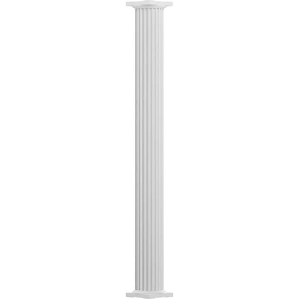 Ekena Millwork 8" x 9' Endura-Aluminum Column, Round Shaft (Load-Bearing 21,000 lbs), Non-Tapered, FLuted EA0809ANFSBTUTU - main